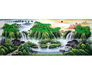 国画 山水画 旭日东升 聚宝盆