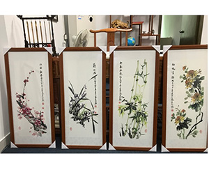 梅兰竹菊4条屏梅兰竹菊装裱