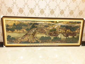 3米长十字绣装裱 清明上河图