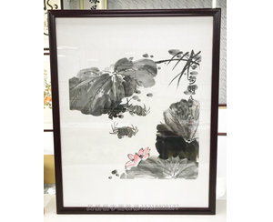 水墨荷花 国画装裱画框