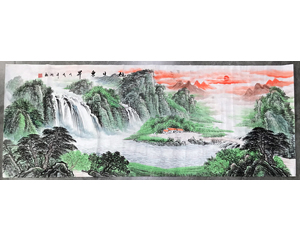 小六尺山水画《旭日东升》 