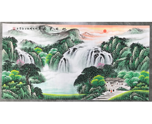 四尺整山水画《旭日东升》 