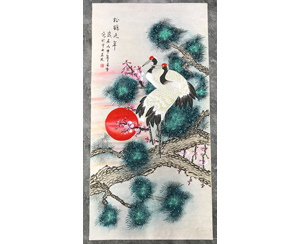 四尺整国画工笔画《松鹤延年》 