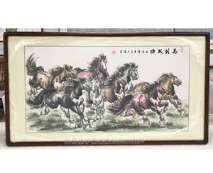 广州国画装裱八匹骏马《马到成功》