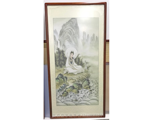 观音菩萨 国画装裱画框