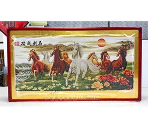 广州萝岗区 马到成功 十字绣装裱画框