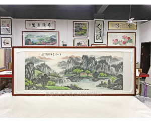 天河办公室山水画装裱画框