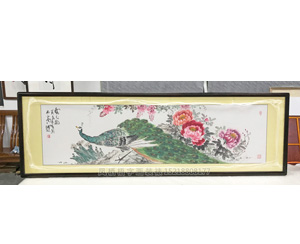 家居国画花鸟装裱画框《赏花图》