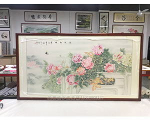 工笔牡丹花 国画装裱画框