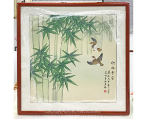 凌雪工笔花鸟画装裱画框 《竹报平安》