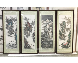 山水画四条屏《春夏秋冬》国画装裱画框