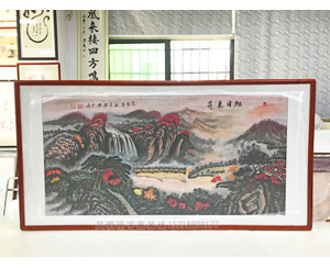 旭日东升山水画装裱实木画框 