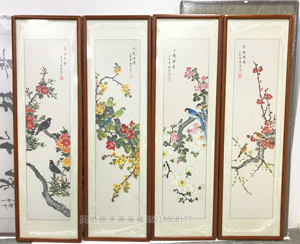 写意花鸟四条屏裱画框