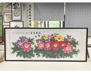 金线牡丹花装裱画框