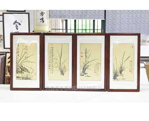 兰花四条屏书画装裱