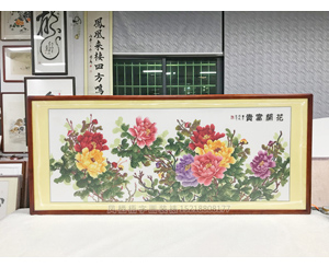 广州十字绣装裱 牡丹花花开富贵