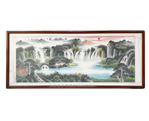 办公室山水画 流水生财 聚宝盆国画