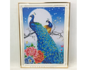 珠绣画框 装裱铝合金窄边框 《孔雀》