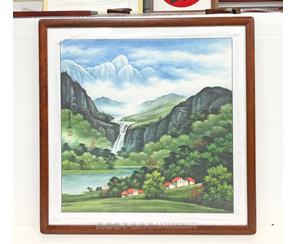 四尺斗方山水画裱框  《山高泉清》 