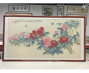 工笔画 春色满园 装裱花梨木画框