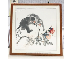 四尺斗方国画 《事事如意》裱花梨木画框