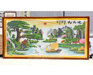 十字绣裱花梨木画框《迎客松》