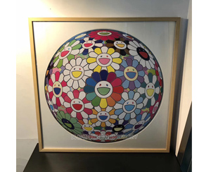 广州裱框 村上隆太阳花 装裱实木画框