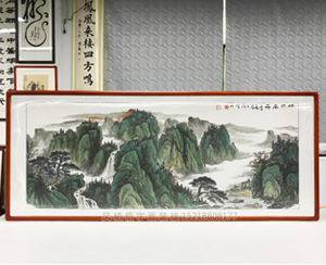 小六尺国画《旭日东升》山水画裱框