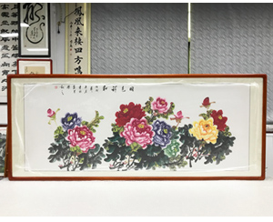 小六尺牡丹花 《国色祥和》国画裱框