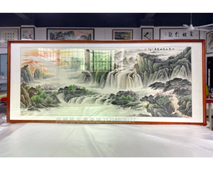 六尺整 山水画《山高水长好运来》装裱