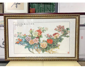 四尺整张 牡丹花 国画装裱油画框 中西合璧