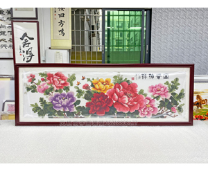 牡丹花十字绣裱画框《富贵吉祥》