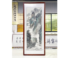 四尺对开 竖幅山水画 装裱画框